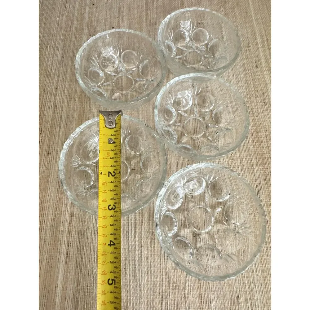 Vintage KIG Glass Berry Bowls – Set of 5 Swirl Dot Dishes